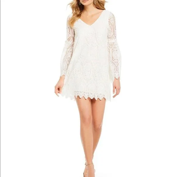 cupcakes & cashmere | Dresses | Cupcakes Cashmere Davi Embroidered Lace  Bell Sleeve Dress Womens Small | Poshmark